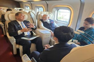 modi travels high speed bullet train in japan
