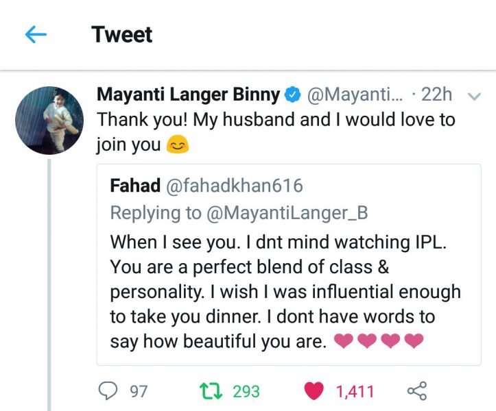 Stuat Binny wife tweet