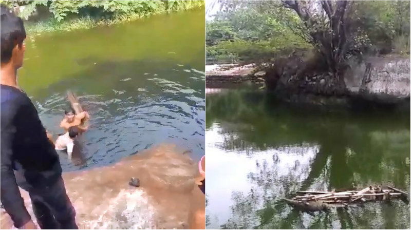 collage Bengaluru youth boy lake swimming police