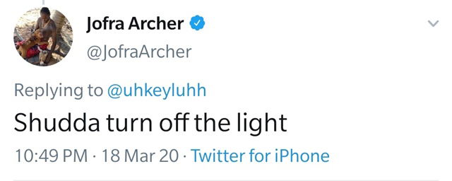 Jofra Archers tweet A