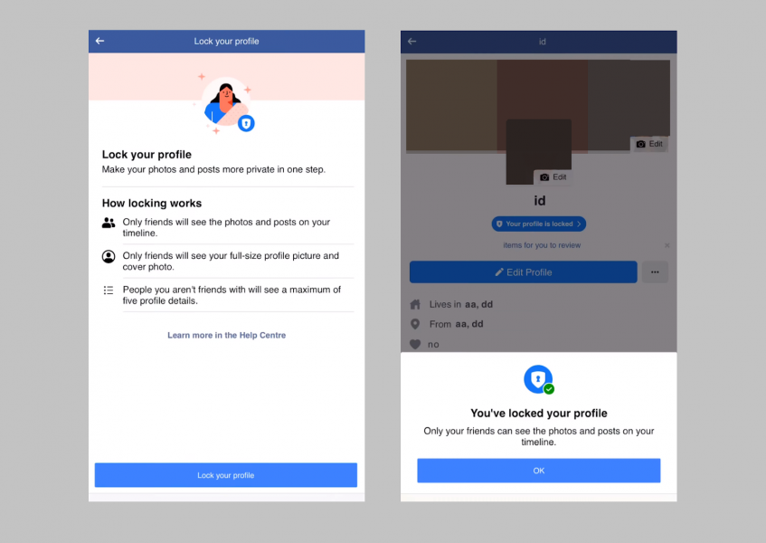 fb profile lock feature