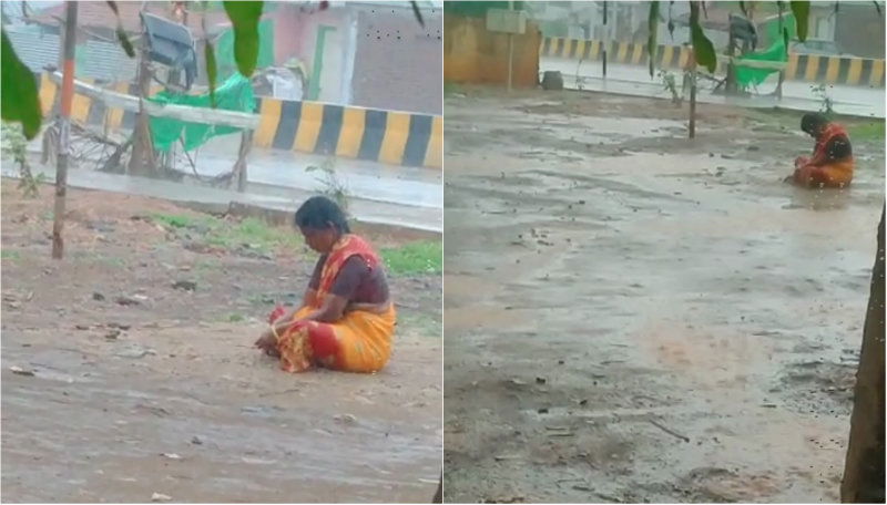 Chamarajanagar Woman Rain Protest 2