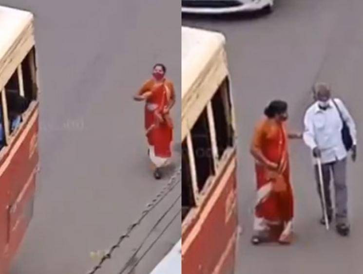 1594296367Kerala woman stops bus for blind man viral video