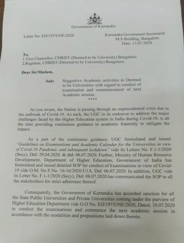 Deemed university covid 19 exam 1