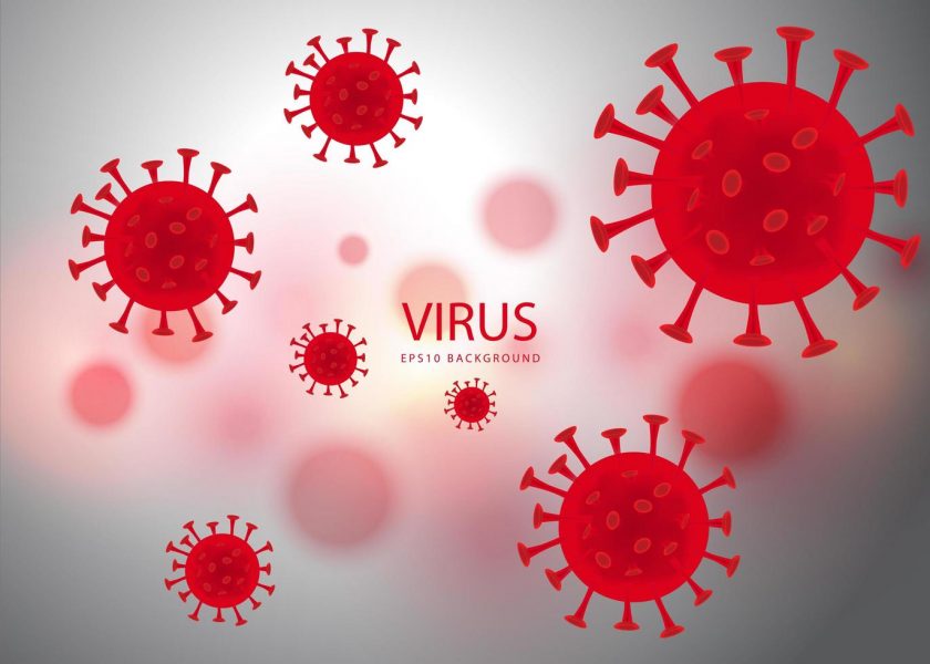 red covid 19 cell background vector