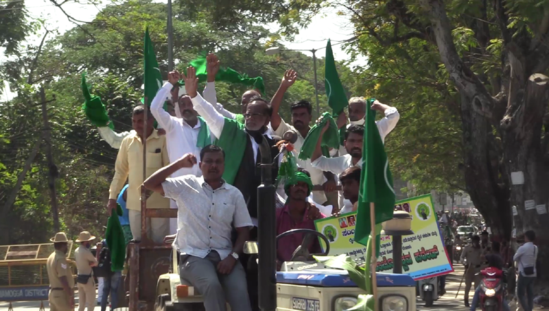 Farmer Protest Tractor Rally Shivamogga 5