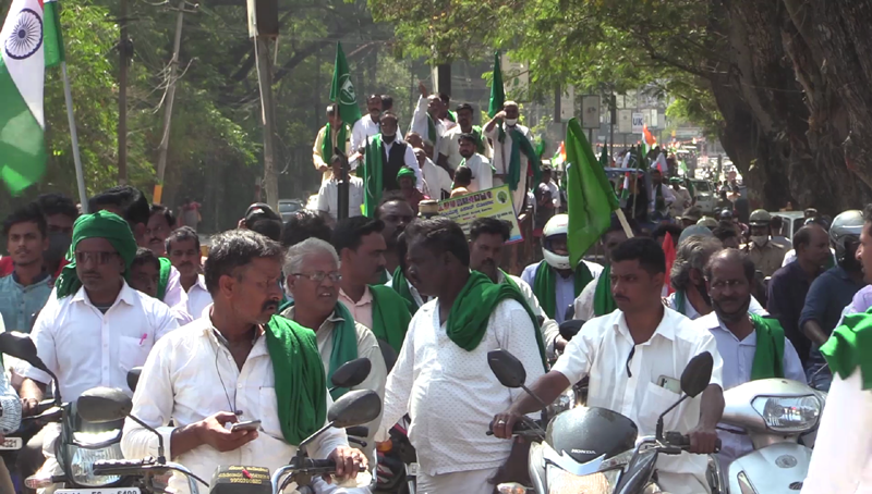 Farmer Protest Tractor Rally Shivamogga 6