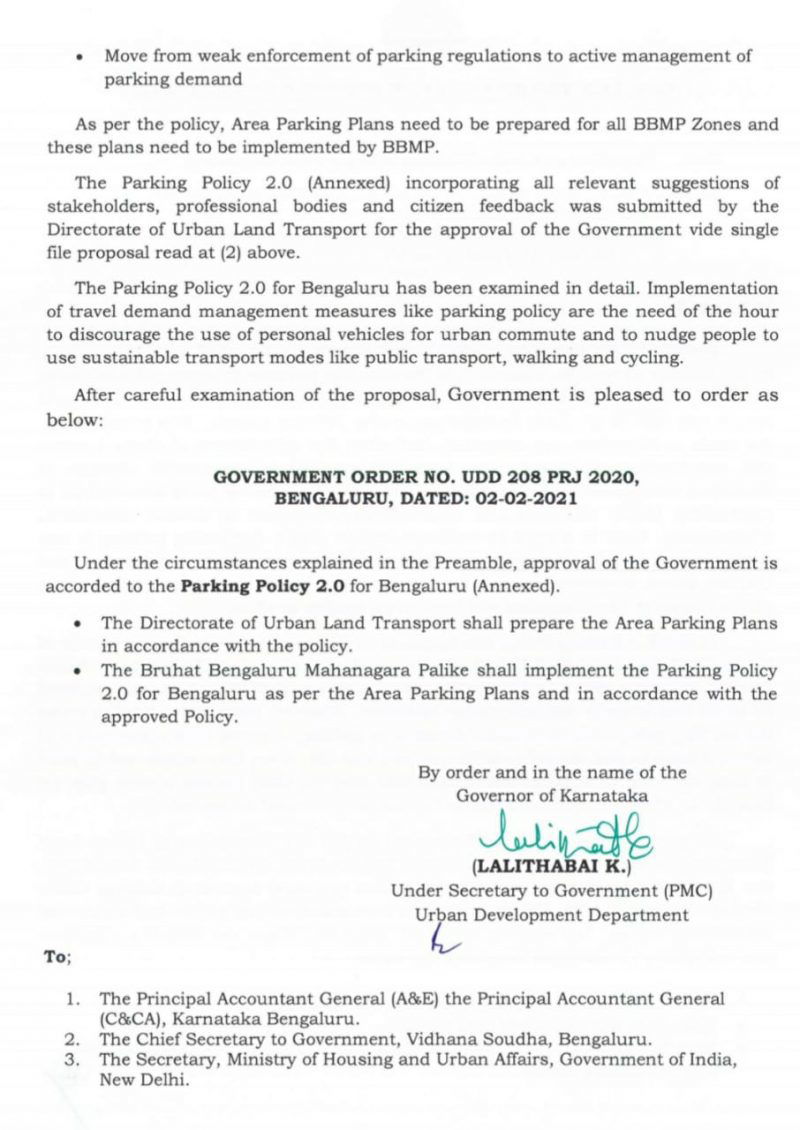Bengaluru Parking Policy BBMP 1