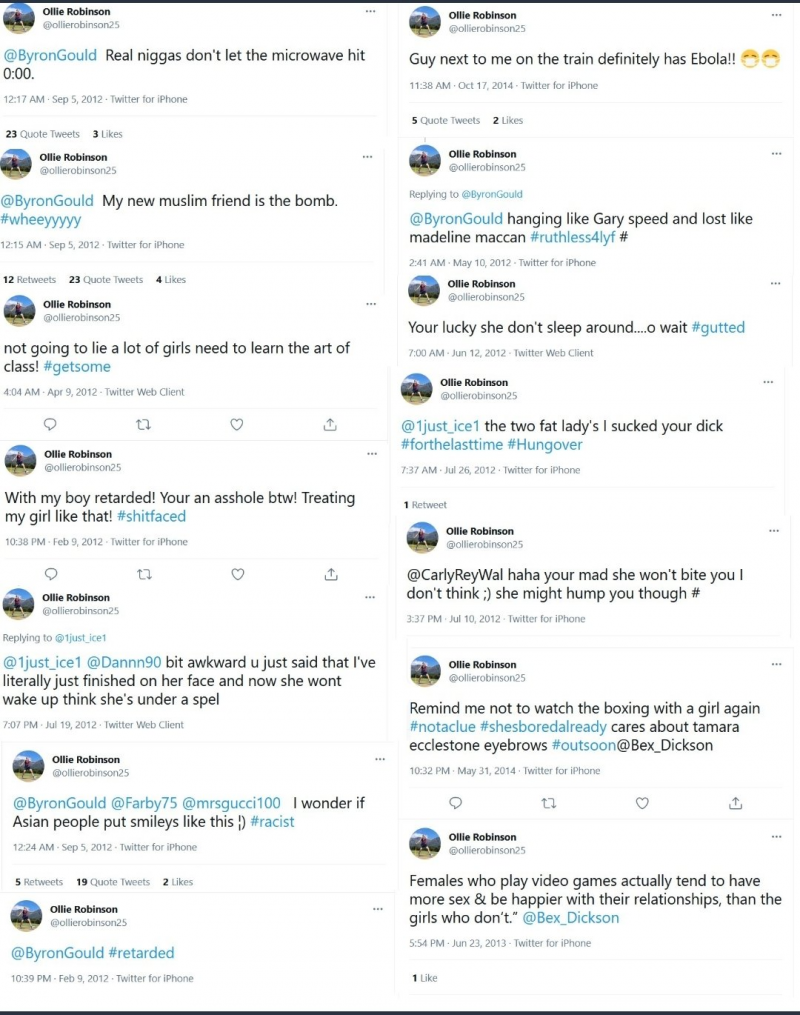 Ollie Robinson tweet medium