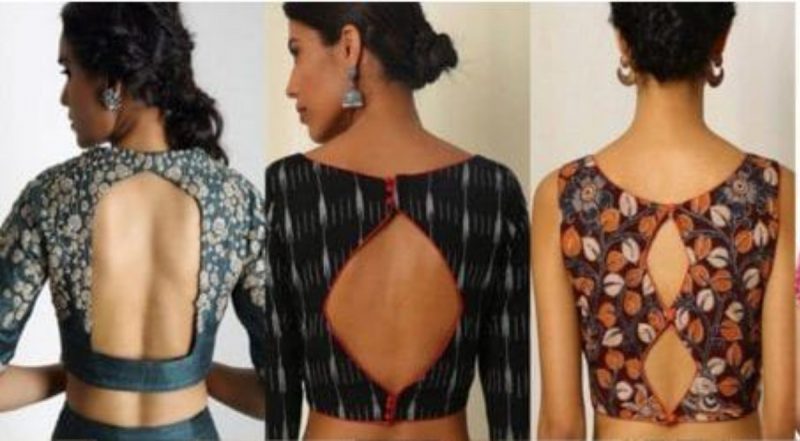 Cut Out Back Neck Blouse Designs