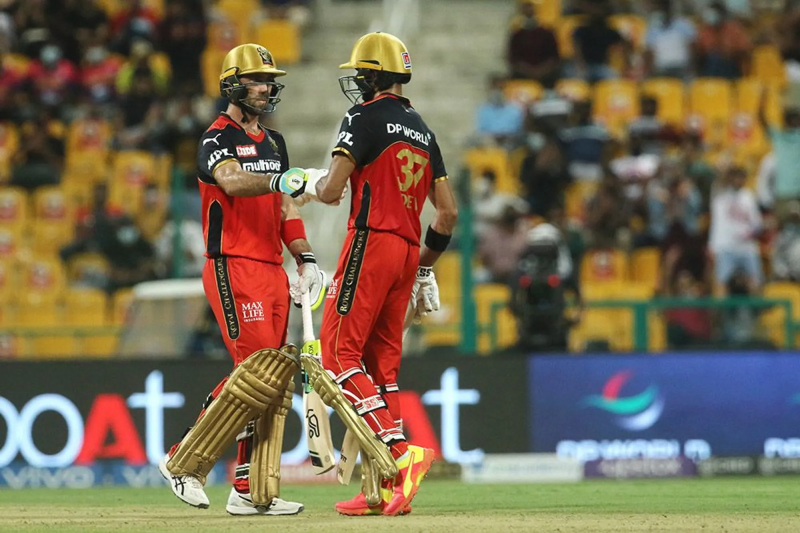 Glenn Maxwell of Royal Challengers Bangalore and Devdutt Padikkal