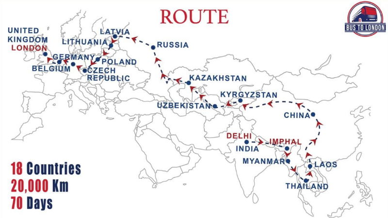 DELI TO LONDON ROUTE MAP