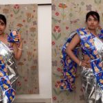 girl makes saree potato