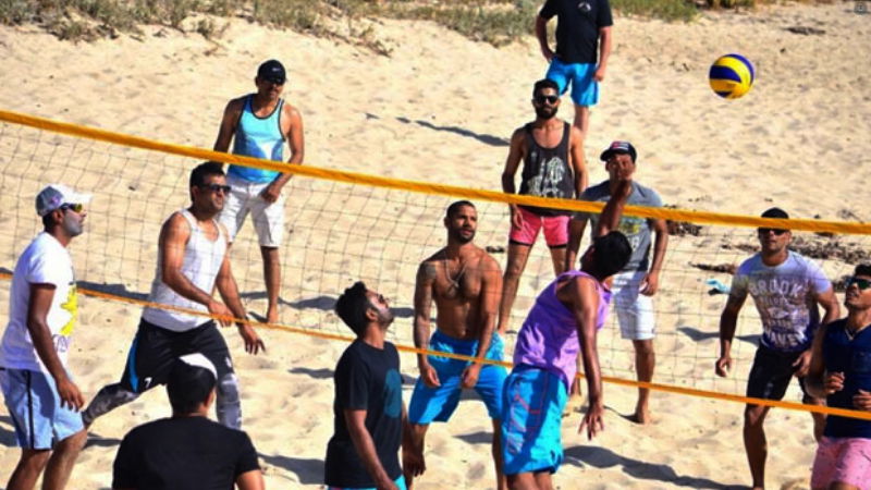 indian cricket team volley ball playing