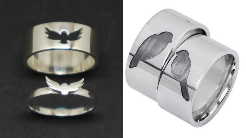 love birds couple rings