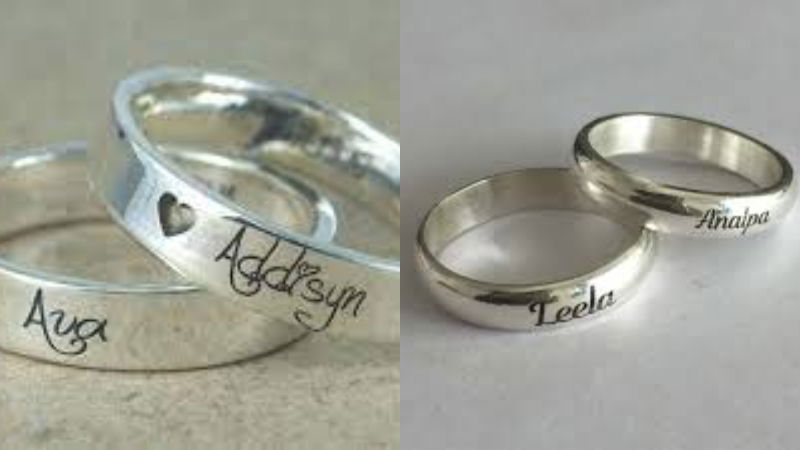 personalised names couple rings