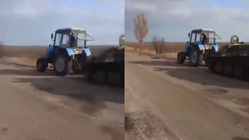 Russia battle tank farmer tractor 1