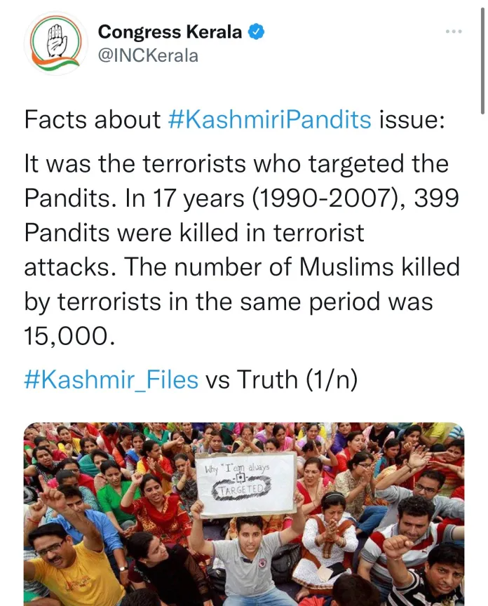 The Kashmir Files kerala congress tweet