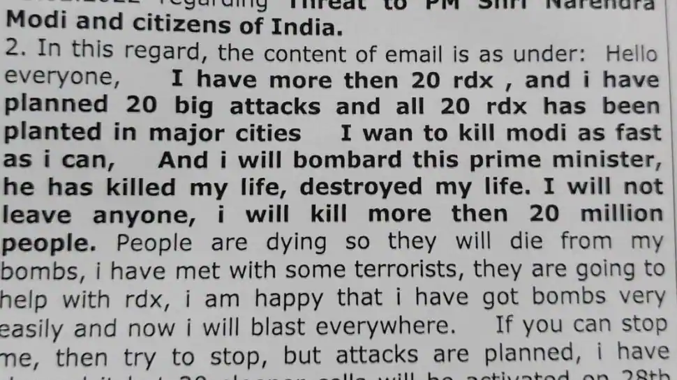 ModiThreat letter