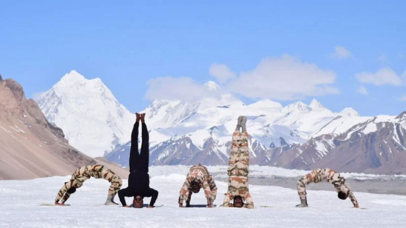 Indo Tibetan Border Police Practice Yoga Himalayas
