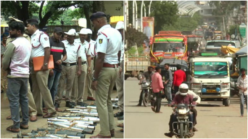 Davangere traffic police violation of rules collection of fines 3