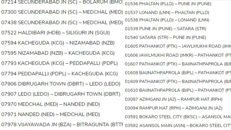 TRAIN LIST