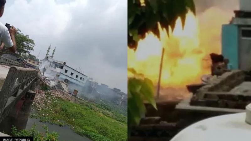 fireworks explosion bihar businessman house