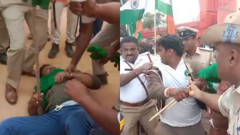 Farmers protest on Independence Day at Chikkaballapur 1