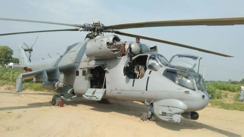 IAF Mi 35 helicopter emergency landing Rajasthan