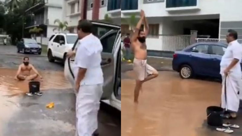 KERALA MAN ROAD BATH 1
