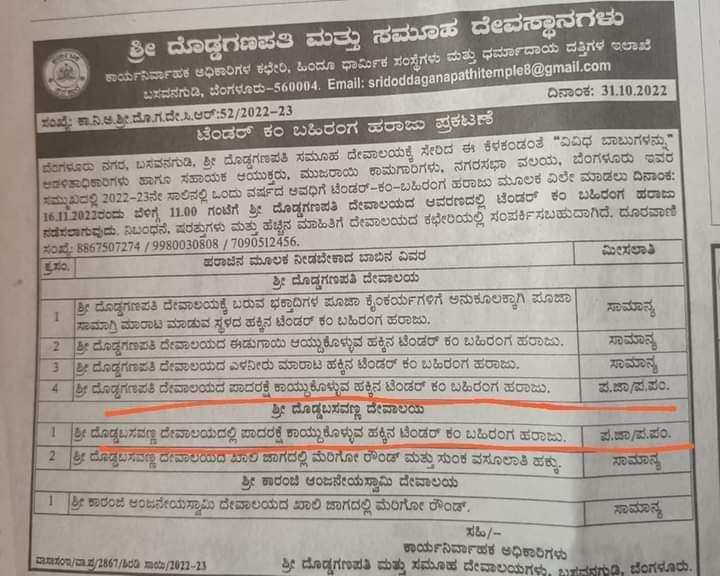 Doddaganesh temple controversy Chappal Stand Tender for SC ST Community 1