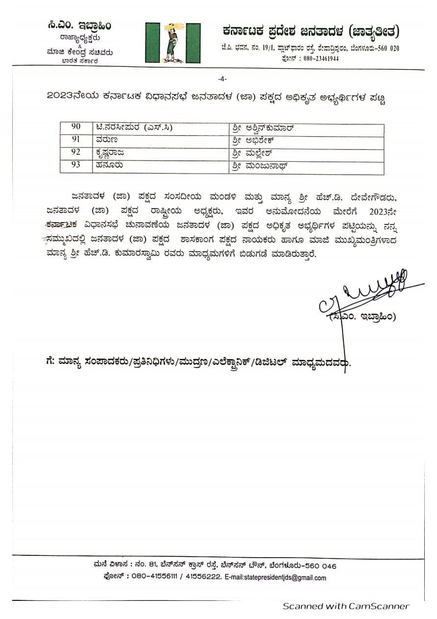 Karnataka Election 2023 JDS releases first list of 93 candidates 1