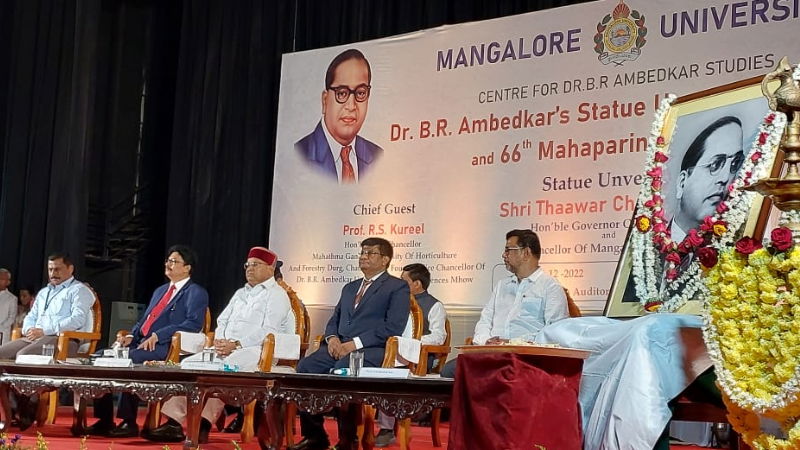 Karnataka governor Thawarchand Gehlot unveils 9 ft Ambedkar statue in mangalore university Konaje 2