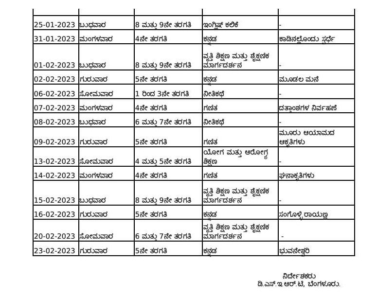 akashavani radio time table student school 2