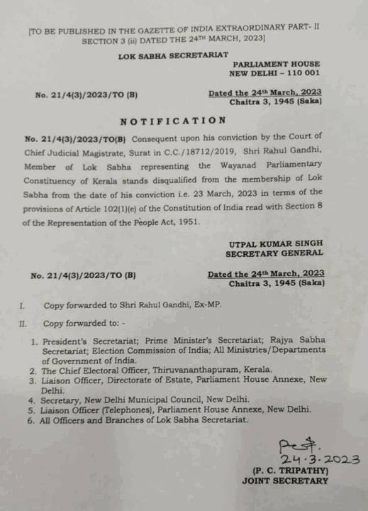 Rahul Gandhi Disqualified From Lok Sabha Following Conviction In Modi Surname Remark Case