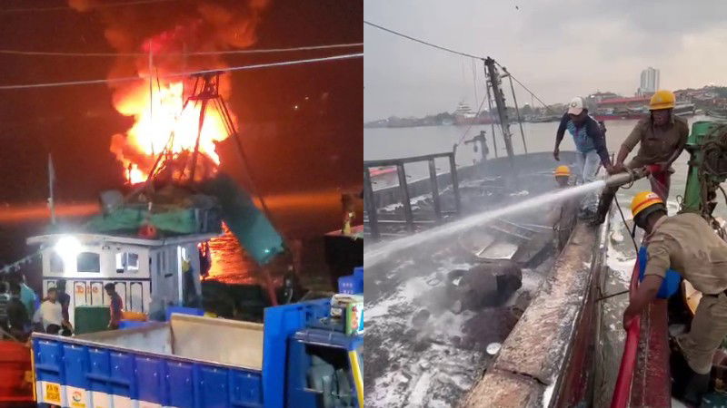 mangaluru bengre boat fire 1
