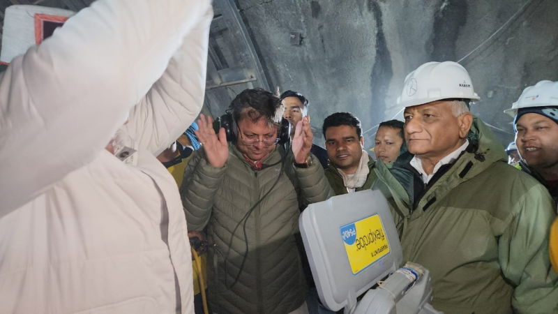 Uttarakhand tunnel rescue 4 trapped workers evacuated from tunnel.
