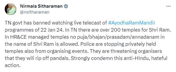 nirmala sitaraman tweet