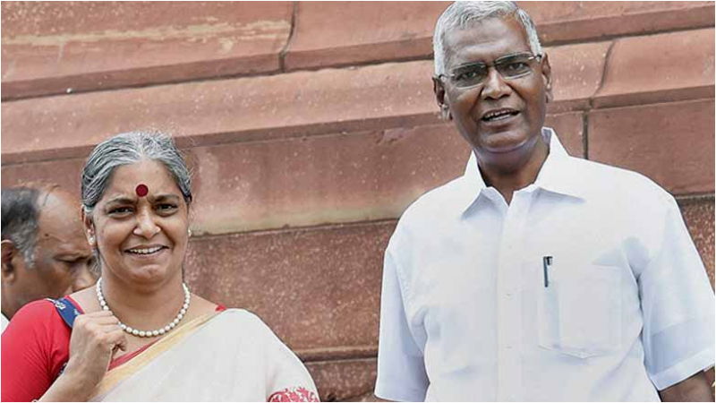 d raja and wife