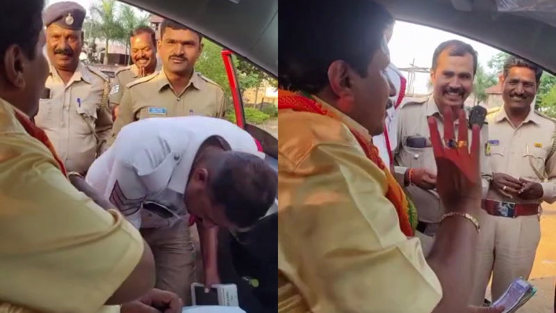 disciplinary action against badami police officers who fell on swamiji's feet transfer to different police stations bagalkote