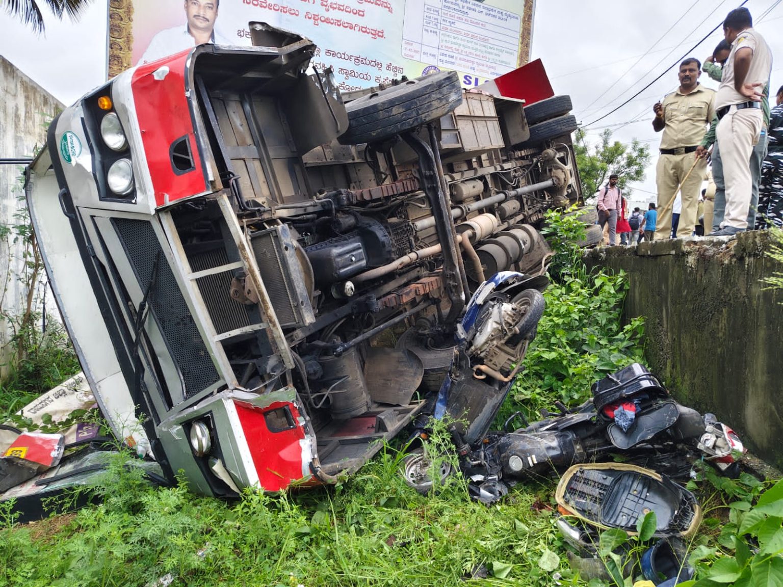 Ramanagara KSRTC Bus Overturns