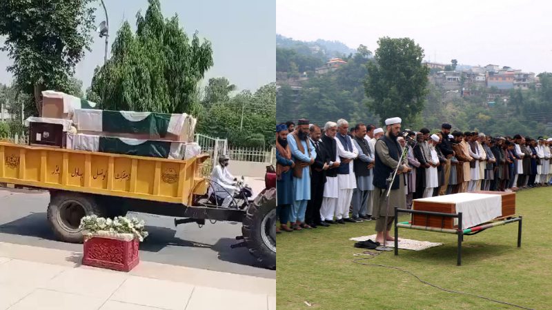bodies of terrorists killed in indian missile strikes in pakistan are being carried in tractors