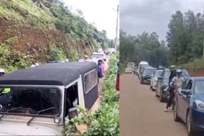 Car jeep collide on Datta Peetha road traffic jam for kilometers 2