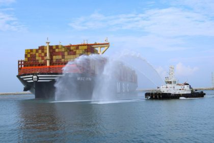 Worlds largest container ship MSC IRINA docks at Vizhinjam International Seaport Thiruvananthapuram Kerala 2