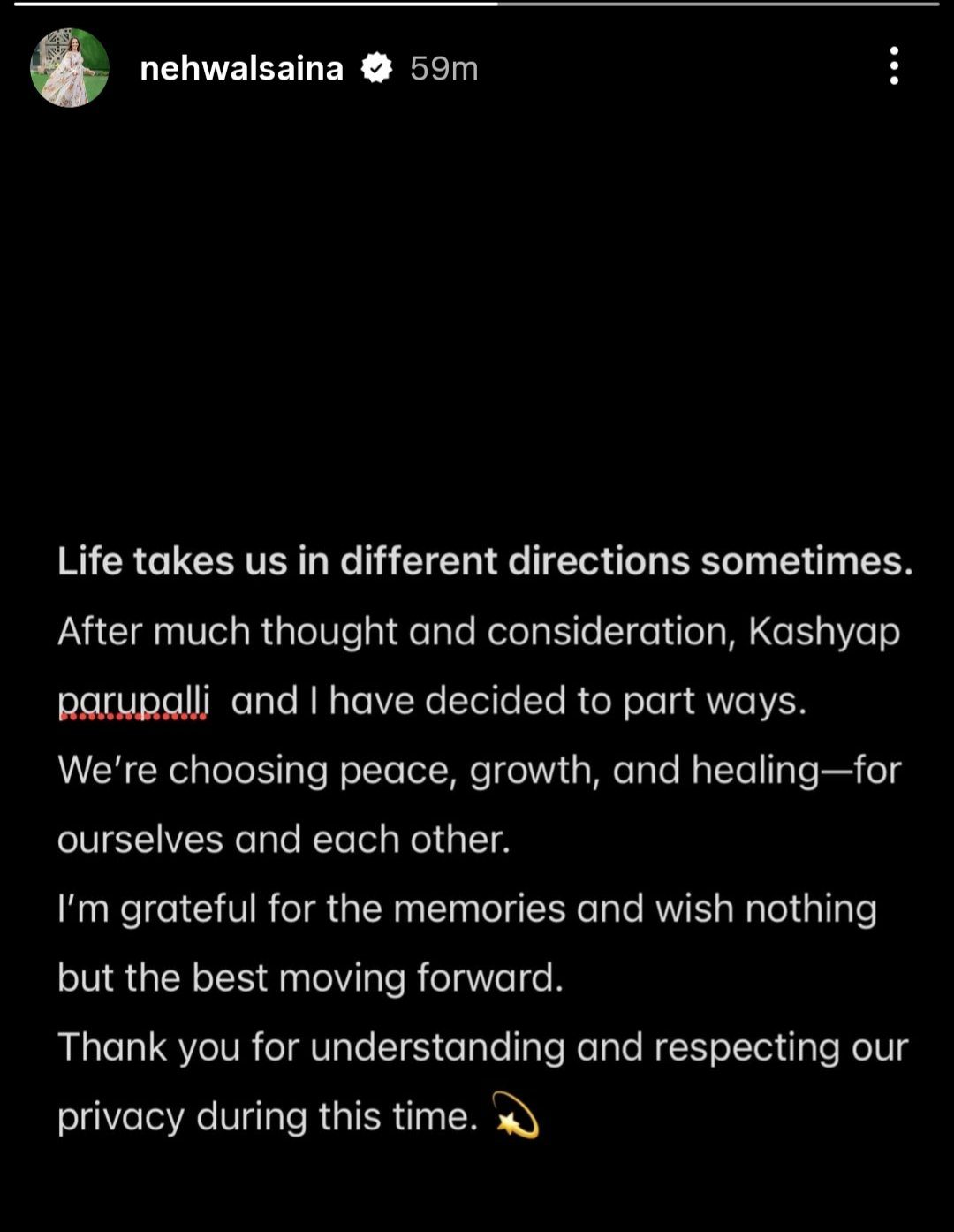 Badminton Player Saina Nehwal announces separation from husband Parupalli Kashyap