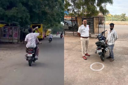 Ballari Traffic Police arrests young man for drinking beer on bike