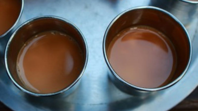 tea in steel glass