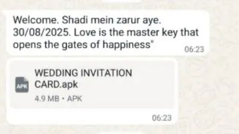 ವಾಟ್ಸಪ್ನಲ್ಲಿ ಬಂತು ಮದುವೆ ಕಾರ್ಡ್ - ಕ್ಲಿಕ್ ಮಾಡ್ತಿದ್ದಂಗೆ 2 ಲಕ್ಷ ರೂ. ಕಳೆದುಕೊಂಡ ಸರ್ಕಾರಿ ನೌಕರ 3 Cyber Fraud By Wedding Card