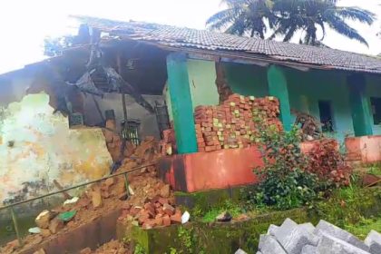 School wall collapses due to heavy rain in Sakleshpura