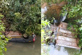 Chikkamagaluru car fell into tunga river